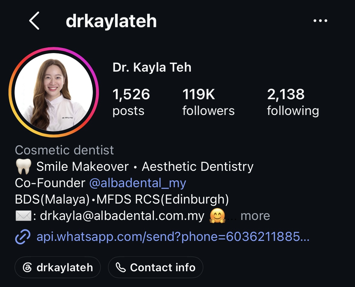 Doctor Instagram profile example